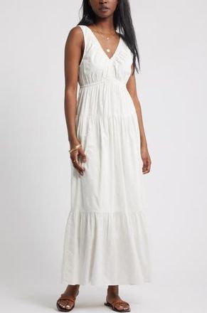 Treasure & Bond Shirred Cotton Blend Jacquard Sundress in White Blanc at Nordstrom Rack, Size Xx-Small