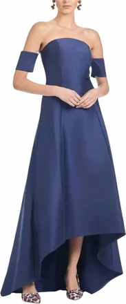 Sachin & Babi Agyness Hi-Lo Strapless Gown In Blue