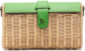Frances Valentine Betsy Wicker Basket Crossbody Bag in Toast/Green at Nordstrom Rack