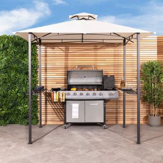 Charles Bentley 8 X 5Ft Steel Grill Gazebo Outdoor Tent Shelter in Beige