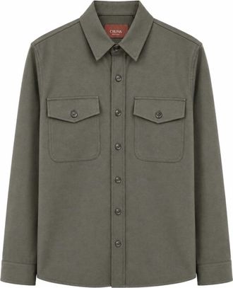 Cruna Overshirt Osaka - Heren - Casual Overhemden - Groen - XL - Wol - Overhemden