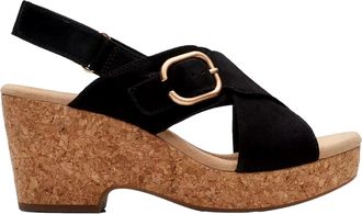 Clarks Giselle Dove Wedge Sandal Black 26177142 Womens