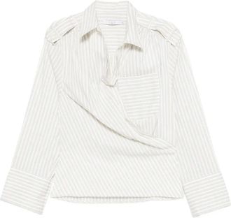 Iro Lace striped pocket shirt - women - Cotton/Polyamide/Elastane/Cotton/Elastane - 34 - Neutrals