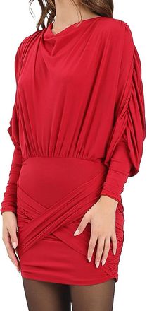Od&igrave; Od&igrave; Lycra Mini Dress With Batwing Sleeves And Ruched Detailing