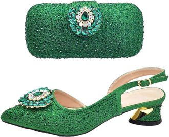 Generic Womens Luxury Italian Shoe and Bag Matching Set Full Rhinestone Decorated Party Wedding Bride Sparkly Sandals