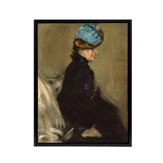Artery8 Alfred Henry Maurer Portrait of a Woman in Black Framed Canvas Art in Brown | Size: W24 x H32
