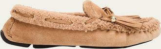 Jimmy Choo London Manon Velvet Suede Loafers with Shearling