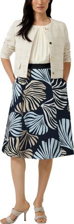 s.Oliver Black Label Midikleid S.OLIVER BLACK LABEL, Damen, Gr. 34, N-Gr, blau, Web, Obermaterial: 97% Baumwolle, 3% Elasthan, gemustert, normal 3/4-L&auml;nge, Rundhals, Kleid