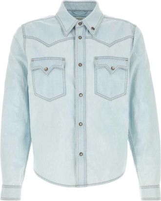 Versace Denim Overhemd - Heren - Spijkeroverhemden - Blauw - L - Denim - Overhemden