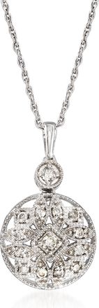 Ross-Simons Diamond Openwork Pendant Necklace in Sterling Silver