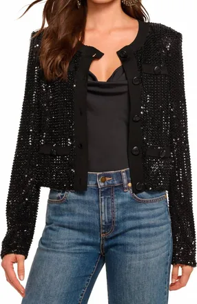 Ramy Brook Anna Beaded Sequin Jacket In Black