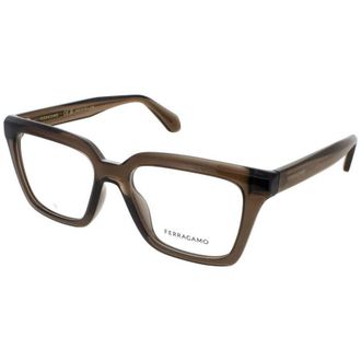 Ferragamo Ladies Transparent Rectangular Eyeglass Frames Sf2985