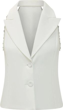 Pinko Mouwloos Vest - Dames - Gillet - Wit - S - Leer - Kostuums
