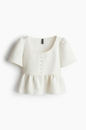 H&M Peplumbluse aus Brokat - Cremefarben