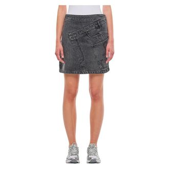 J.W.Anderson Denim Skirts, female, Gray, XS, Twisted Denim Mini Skirt