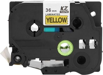 OEM Etiquetadora De 36 Mm Con Cinta Laminada Compatible Con Brother Pt-9700pc, Pt-9800pcn, Pt-3600, Texto Negro Sobre Fondo Amarillo