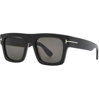 Tom Ford Black Acetate Rectangular Grey Mens Sunglasses FT0711 01A 53