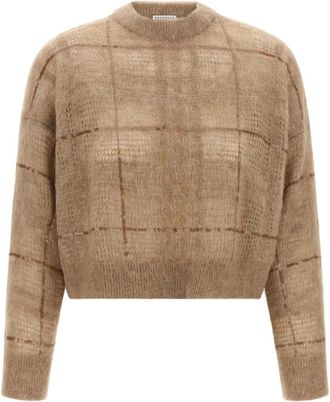 Brunello Cucinelli Truien - Dames - Ronde hals truien - Beige - S - Truien & Vesten