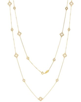 Suzy Levian Suzy Levian Silver Cz Clover Circle Station Necklace