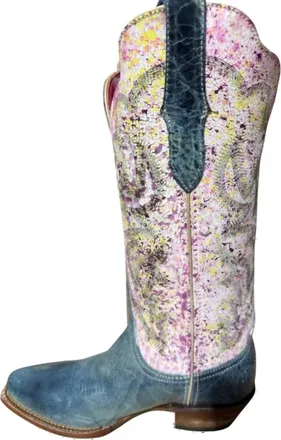 Ferrini Womens Candy Western Boots In Teal/ Pink