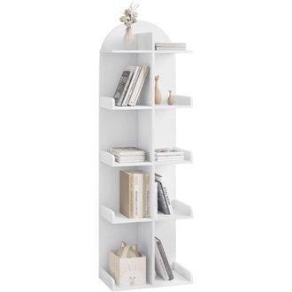 Woltu Woltu - Libreria ad Albero in Legno. Scaffale con 10 Ripiani su 5 Livelli. Portaoggetti Autoportante per Soggiorno. Studio e Ufficio.Bianco