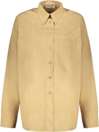 Low Classic Katoenen overhemd met voorzak - Dames - Overhemden - Beige - S - Katoen - Overhemden