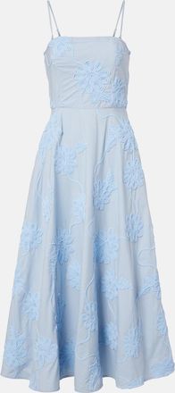 Rotate Embroidered floral cotton midi dress