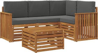 vidaXL Conjunto De Sof&aacute;s De Exterior 5 Uds. Natural Y Antracita Vidaxl