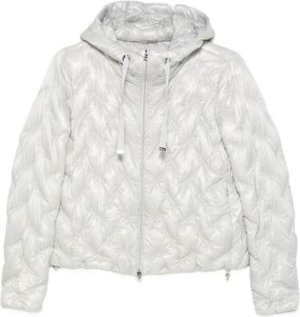 Herno Light Grey Quilted Hood Jacket