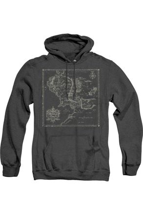Gildan Lord of the Rings Map of Middle Earth Adult Heather Hoodie