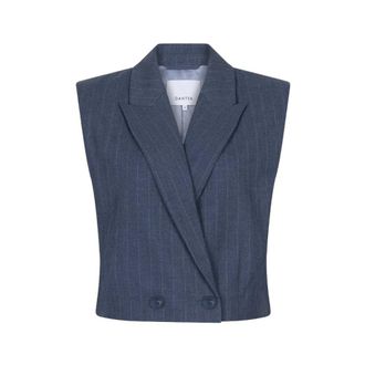Dante6 Jarod pinstripe gilet - Dames - Jassen - Blauw - Maat: 2XL Leer