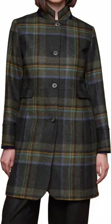 Jack Murphy Pamela Tweed Coat In Sage & Emerald Check