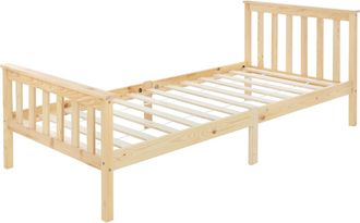 ML Design Cama infantil somier de madera natural con cabecero colchón