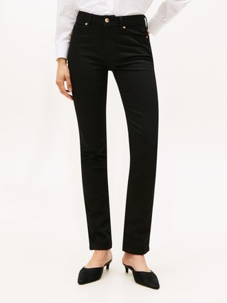 Tommy Hilfiger Slim-fit-Jeans TOMMY HILFIGER DNM BLACK SLIM RW, Damen, Gr. 27, L&auml;nge 28, schwarz, Denim/Jeans, Obermaterial: 98% Baumwolle, 2% Elasthan, slim fit, Je