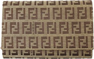 Fendi Beige Brown Canvas Wallet (Bi-Fold) (Pre-Owned)