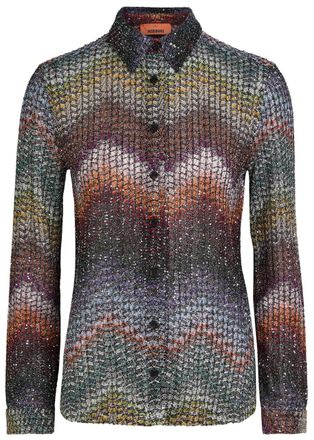 Missoni Sequin-embellished Zigzag Metallic-knit Shirt - Multicoloured 1 - 42 (UK10 / S)