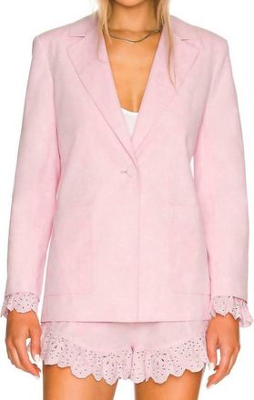 Something Navy Eyelet Cuffs Blazer In Pink