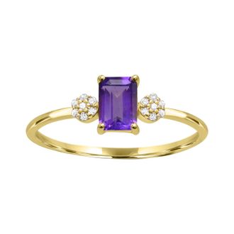 Diamond2Deal 10K Yellow Gold Amethyst and Diamond Engagement Ring ( 0.50Ct)