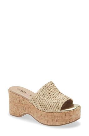 Cordani Joey Platform Slide Sandal in Beige Raffia at Nordstrom, Size 6.5Us