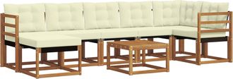 vidaXL Conjunto De Sof&aacute;s De Exterior 8 Uds. Natural Y Crema Vidaxl