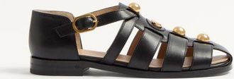 Valentino Garavani Vlogo Signature Calfskin Fisherman Sandal 20Mm Woman BLACK 35.5