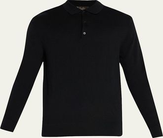 Loro Piana Superlight Baby Cashmere Long-Sleeve Polo Shirt, Susina