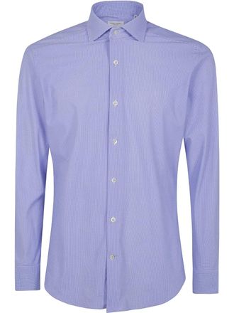 Tintoria Mattei houndstooth pattern shirt - Blue