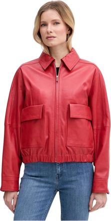 Trussardi Metaalvrije Leren Bomberjack - Dames - Leren en Su&egrave;de Jassen - Rood - XS - Leer - Jassen