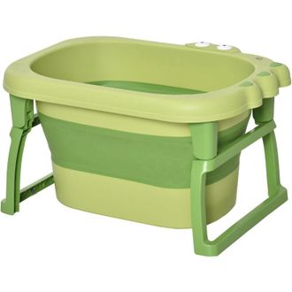 HOMCOM Vaschetta Bagnetto per Neonati e Bambini da 0-6 Anni Pieghevole Verde - Homcom