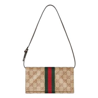 Gucci (WMNS) Gucci Small Pouch with Strap and Web Sand Dark Brown A002KM-FAF8R-8547