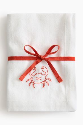 H&M 4er-Pack Bestickte Servietten aus Leinenmix - Orange