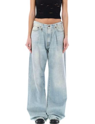 R13 Damon Pleated Wide Leg Jean