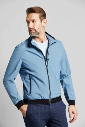 Bugatti Blouson BUGATTI, Herren, Gr. 54, blau (blaugrau), 100% Polyester, slim fit, B&uuml;ndchen, Jacken Blouson, mit Stehkragen