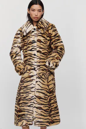 Avec Les Filles Animal Print Faux Fur Coat Jacket